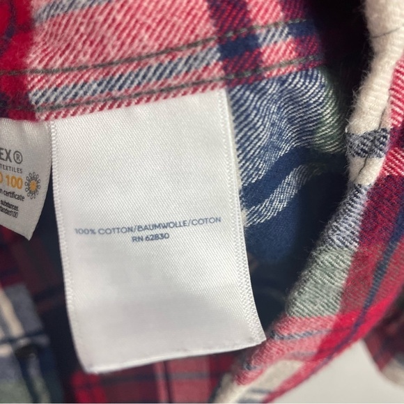 Lands' End Men's Flannel Button Up Plaid Shirt Standard Fit 100% Cotton Soft L - Picture 11 of 13